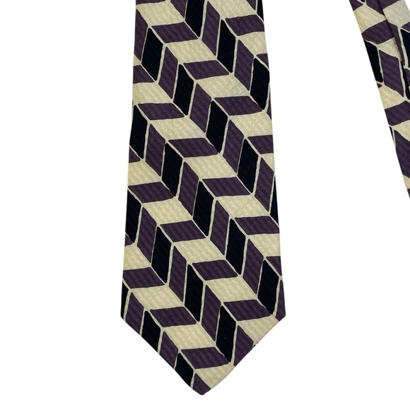 Vintage 90s Polo Ralph Lauren Silk Tie Geometric Art Deco Pattern - Picture 7 of 9
